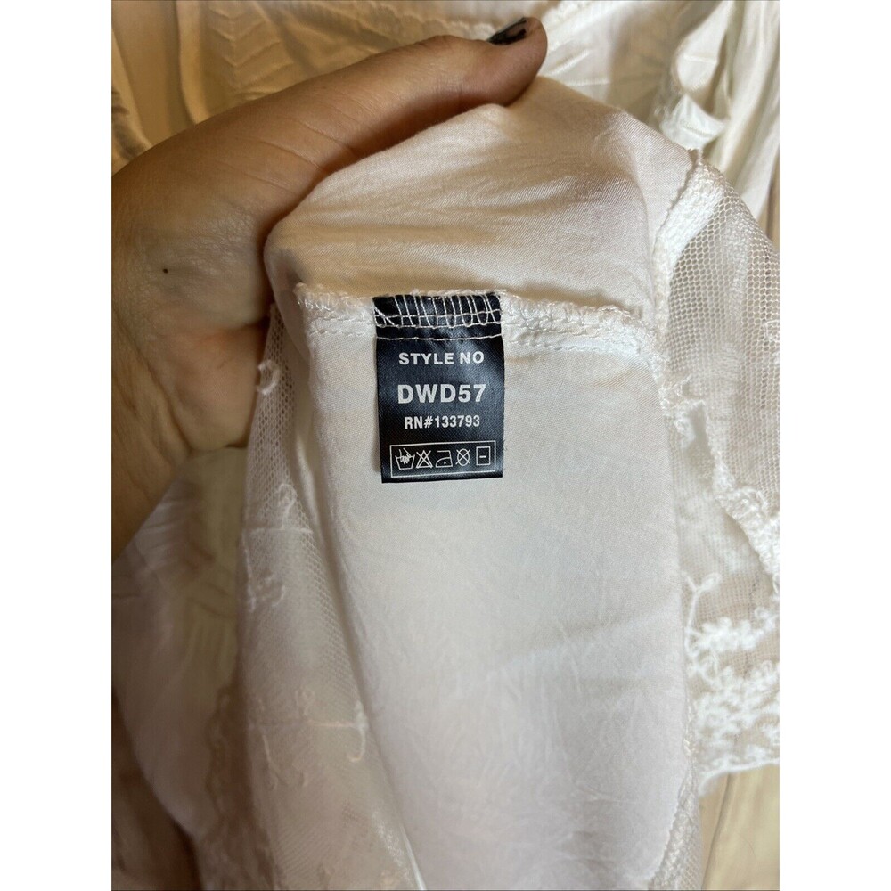 POL White Lace Bottom Feminine  Cottagecore Small Baby Doll Sun Dress Women’s S - Picture 6 of 8